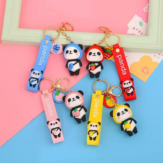 Fruitilious Panda Rubber Keychain with Strap and Hook