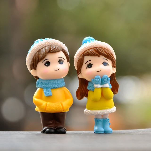 Adorable Mini Couple Doll Charm Keychain (Set of 2)