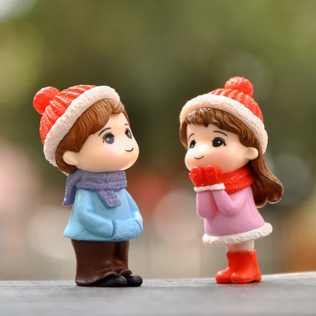 Adorable Mini Couple Doll Charm Keychain (Set of 2)