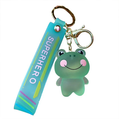 Frosted Resin Cute Animals Keychain with Wrist Strap and Hook