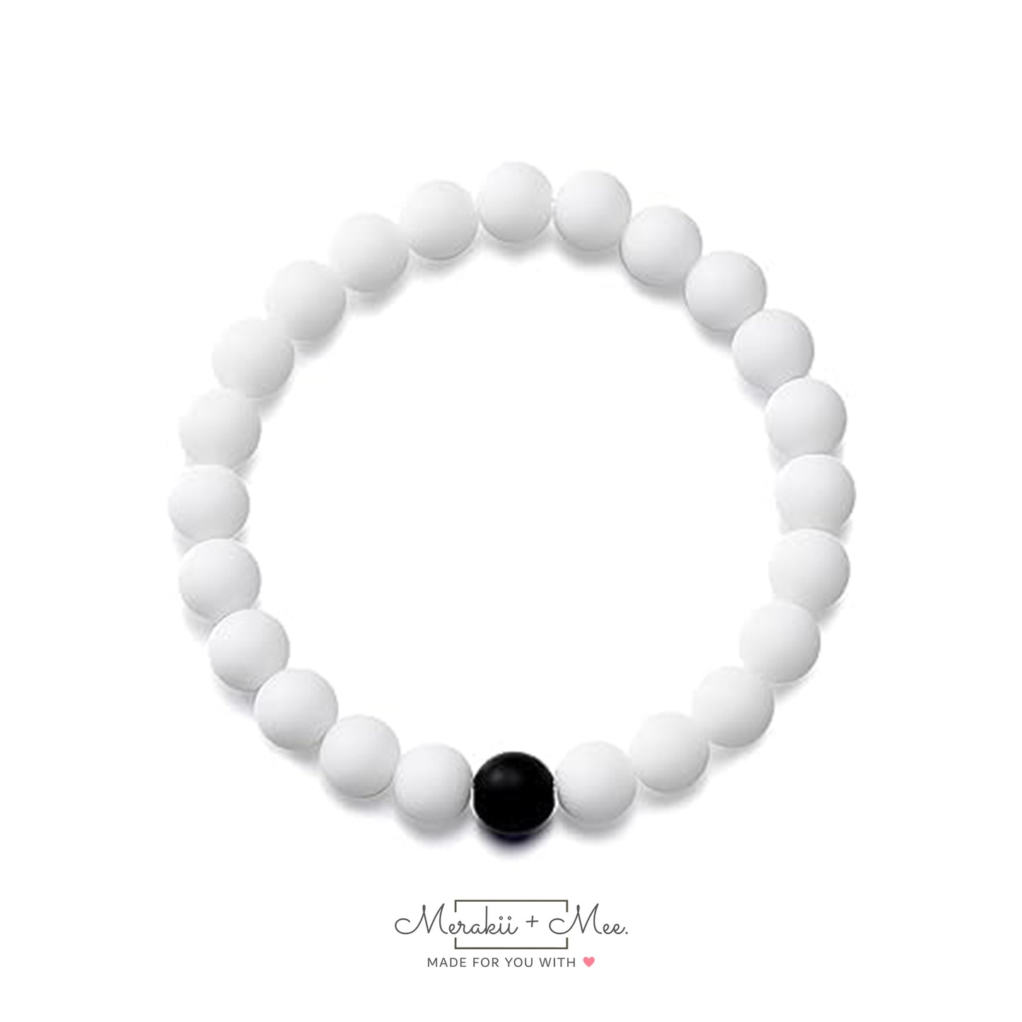 Couple Distance Relationship Bead Bracelets | Black  & White Matte Agate Beads