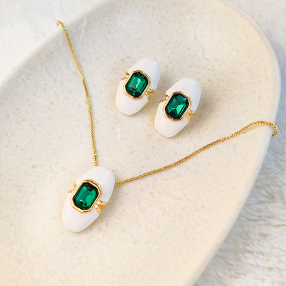 Emerald Bloom Pendant and Earrings Set