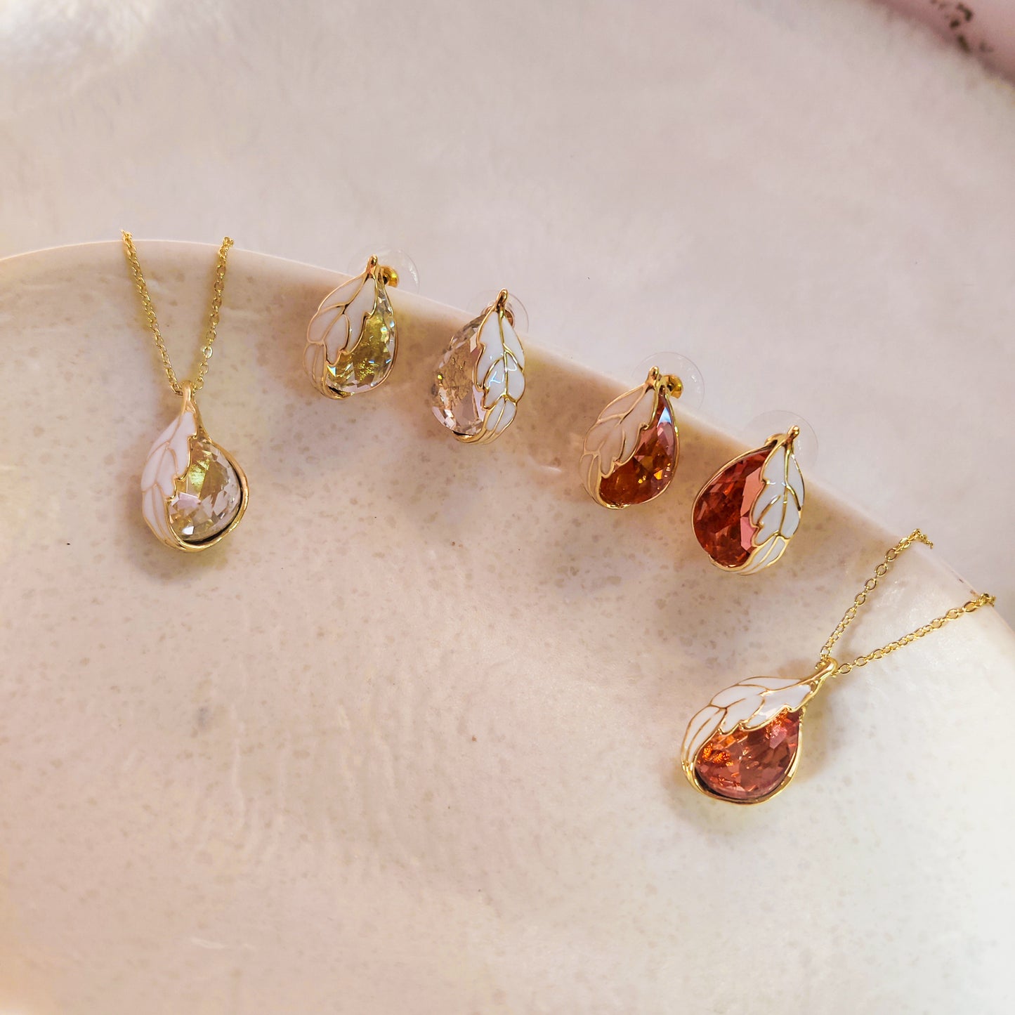 Golden Cascade Sparkle Necklace & Earring Set