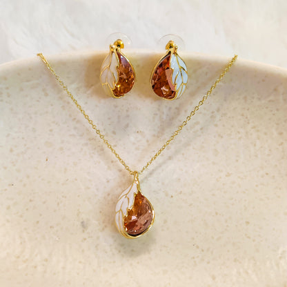 Golden Cascade Sparkle Necklace & Earring Set