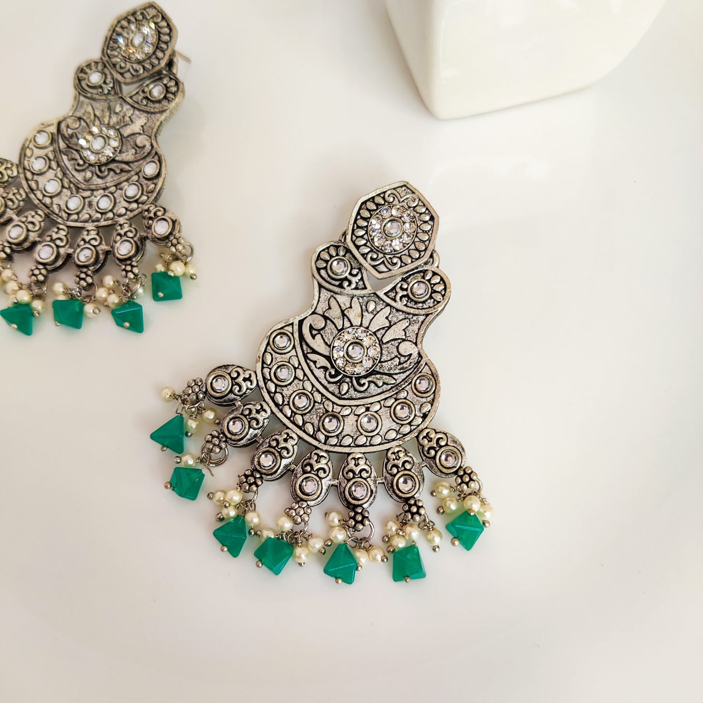 Elegant Chandelier Oxidized Earrings