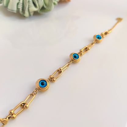 Gold-Tone Evil Eye Pupil Bracelet - Stylish Protection Accessory