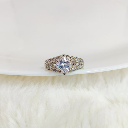 Sparkling Square-Cut Diamond Ring