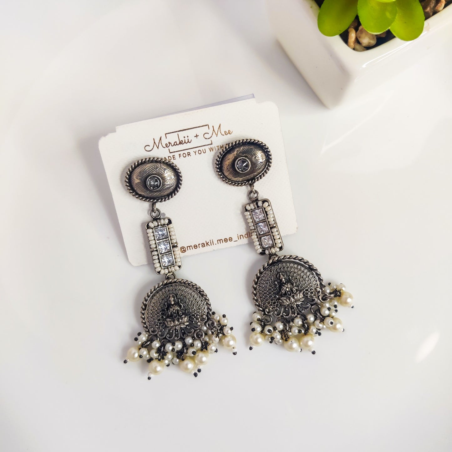 Antique Goddess Pearl Drop Earrings