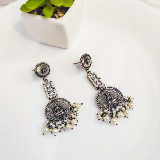 Antique Goddess Pearl Drop Earrings