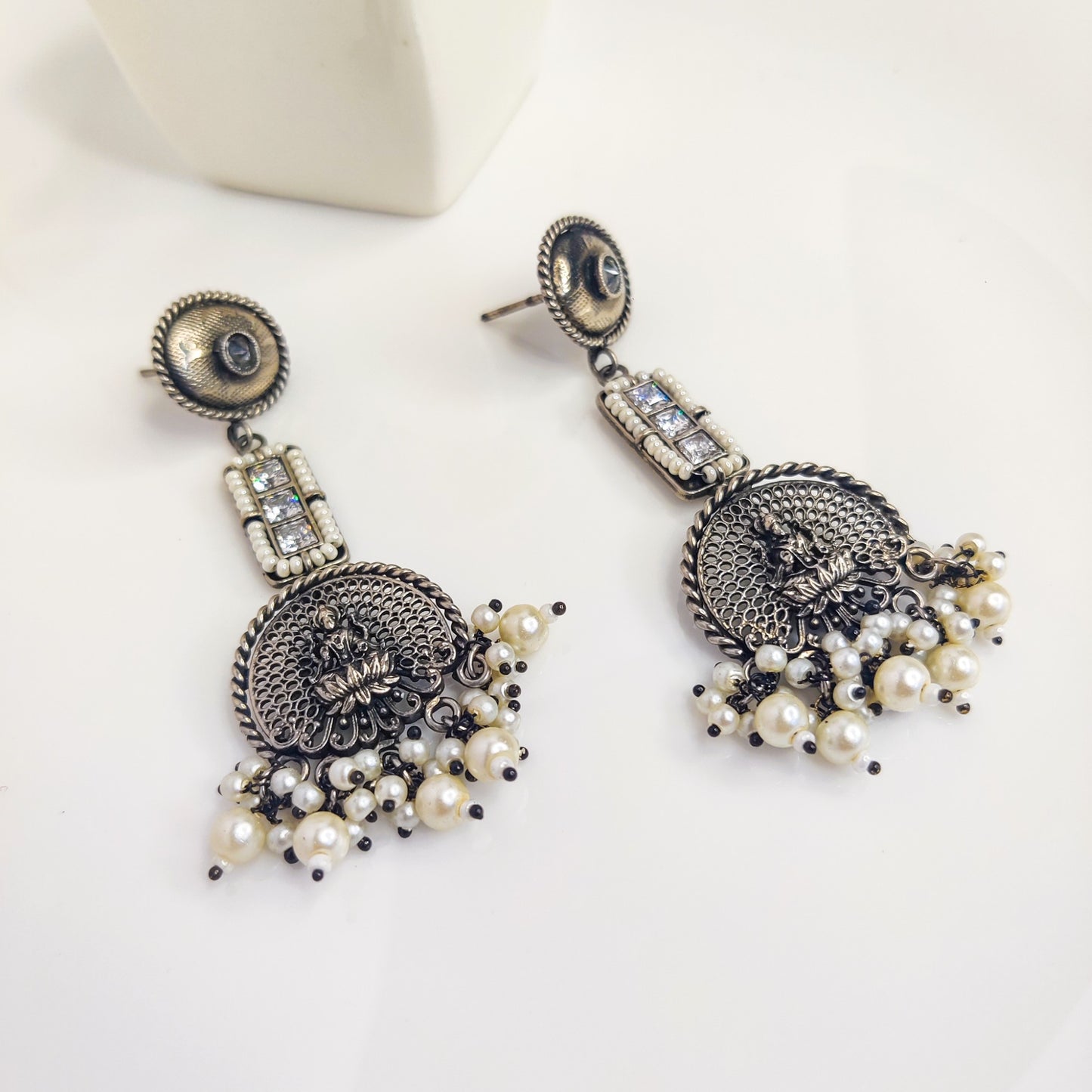 Antique Goddess Pearl Drop Earrings