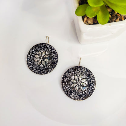 Midnight Bloom Antique Silver Oxidized Earrings