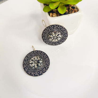 Midnight Bloom Antique Silver Oxidized Earrings