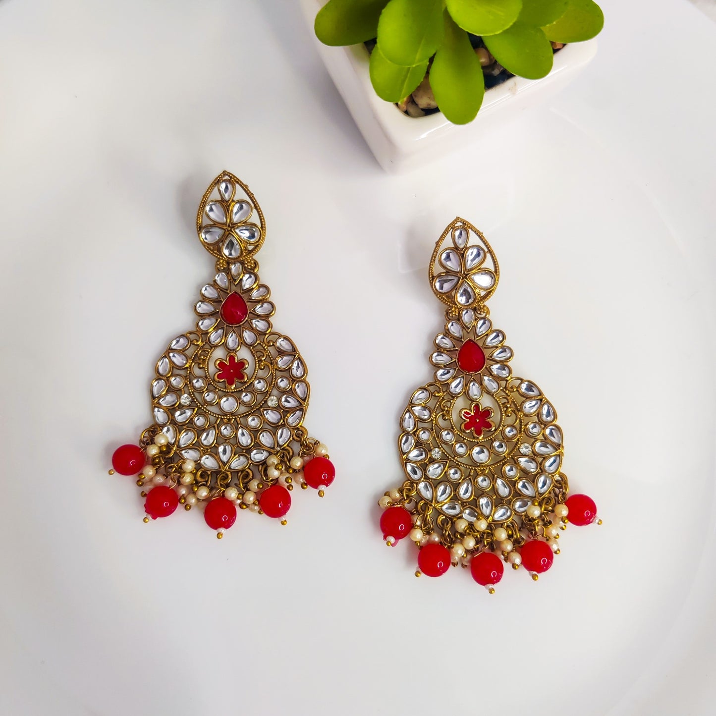 Traditional Kundan Statement Earrings