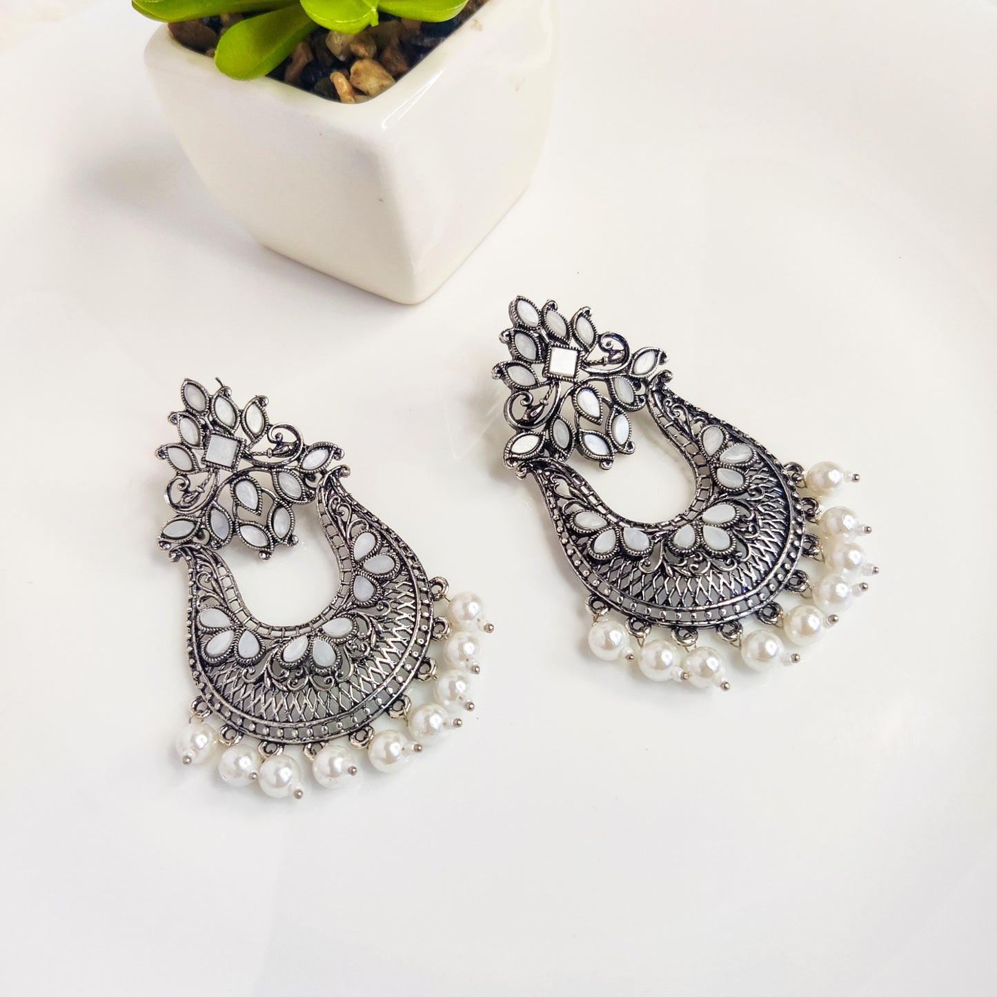 Renaissance Revival Silver Dangler Earrings