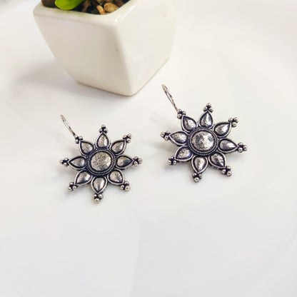 Antique Silver Blossom Drop Earrings