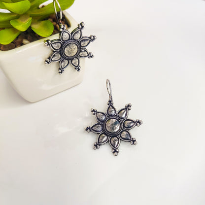 Antique Silver Blossom Drop Earrings