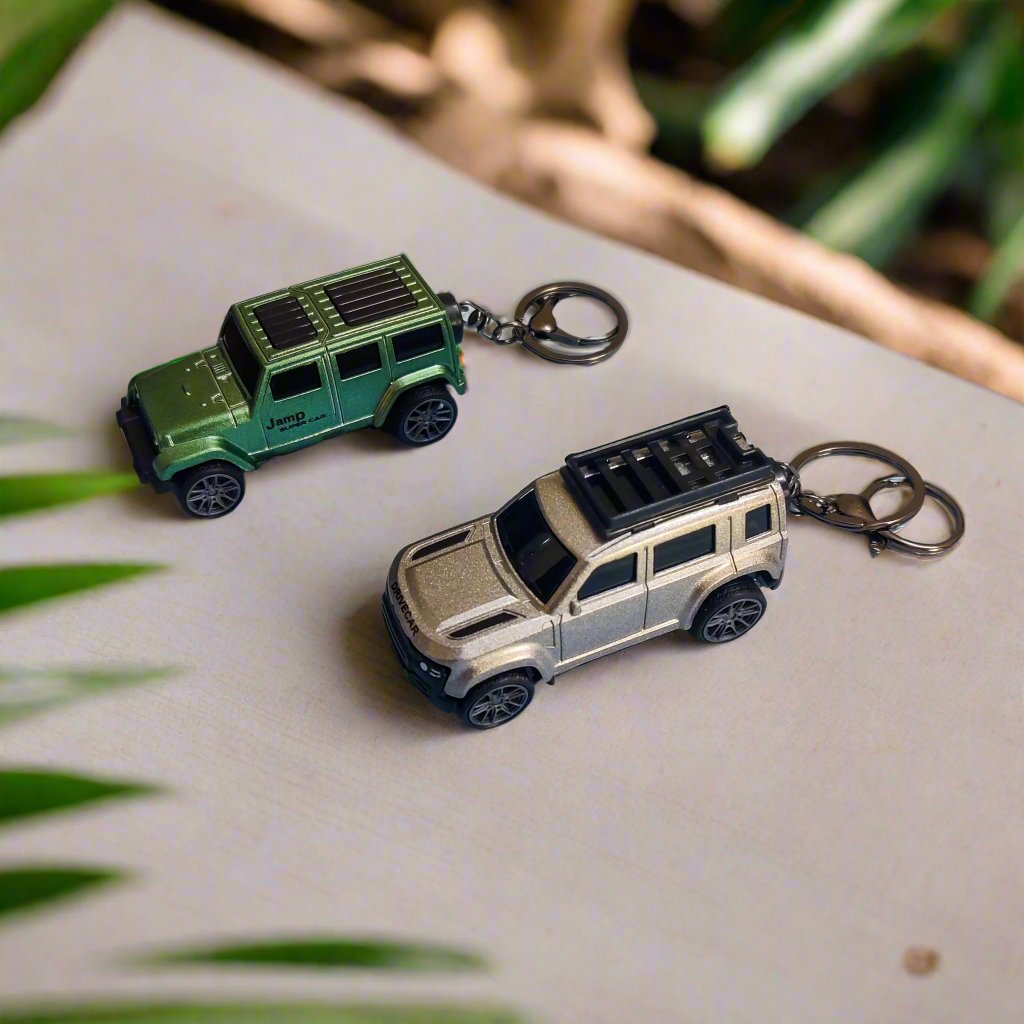 Miniature Push-Back Jeep Car Keychain