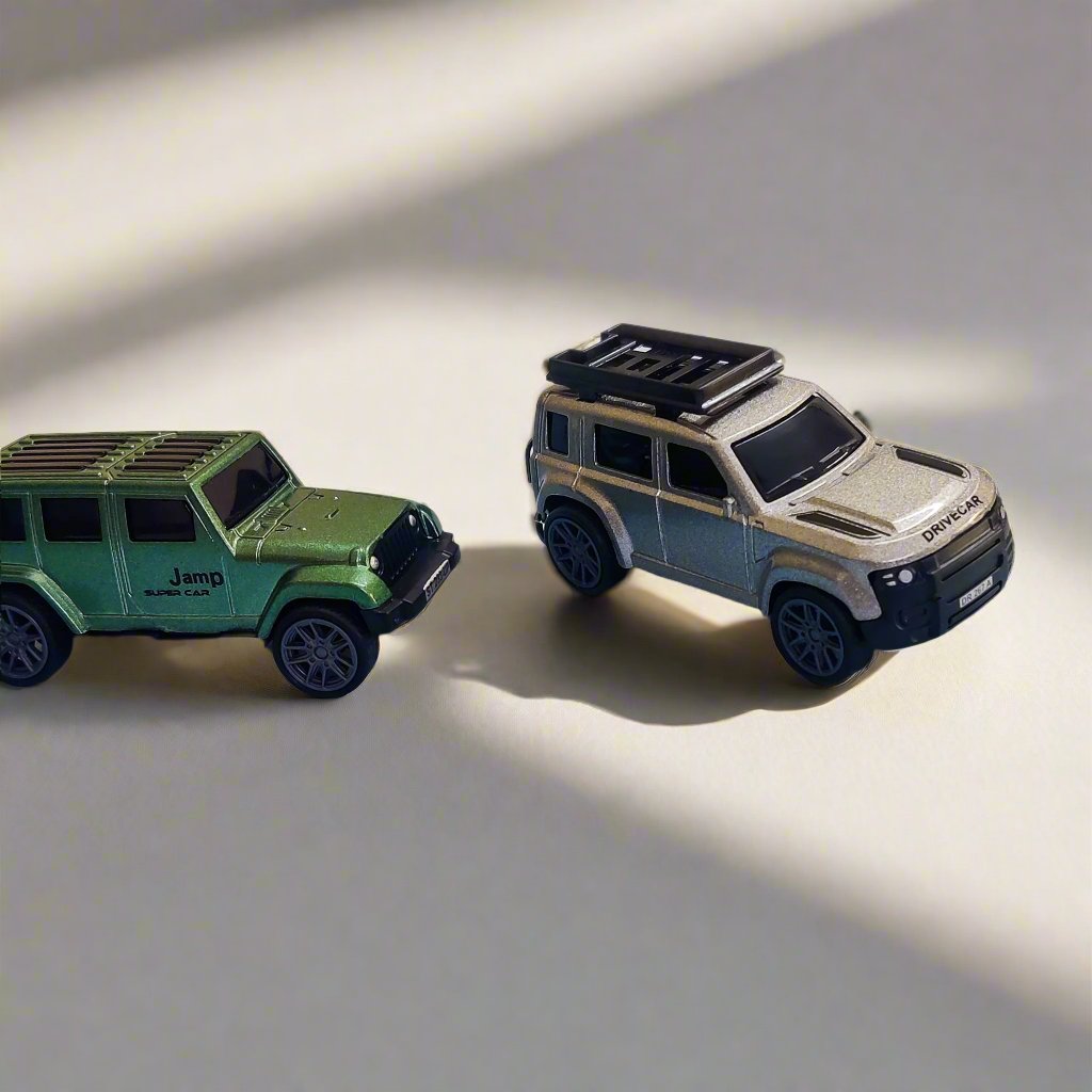 Miniature Push-Back Jeep Car Keychain