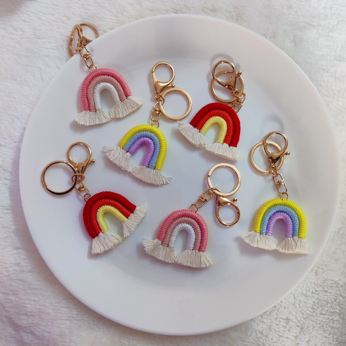 Mini Macrame Rainbow Keychain