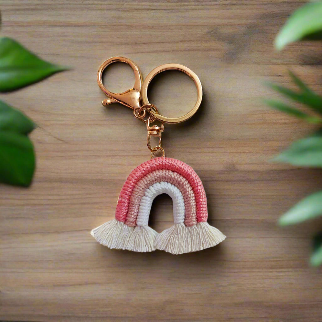 Mini Macrame Rainbow Keychain