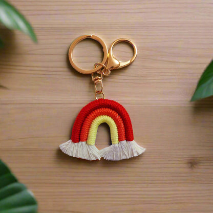 Mini Macrame Rainbow Keychain