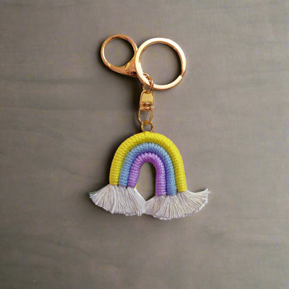 Mini Macrame Rainbow Keychain