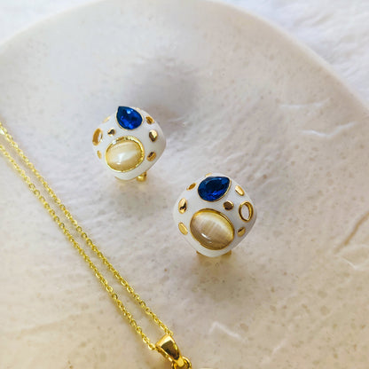 Luxe Royal Enamel Pendant & Earring Set