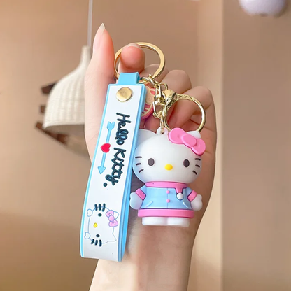 Hello Kitty Rubber Keychain with Hook, Strap and Kitty Charm