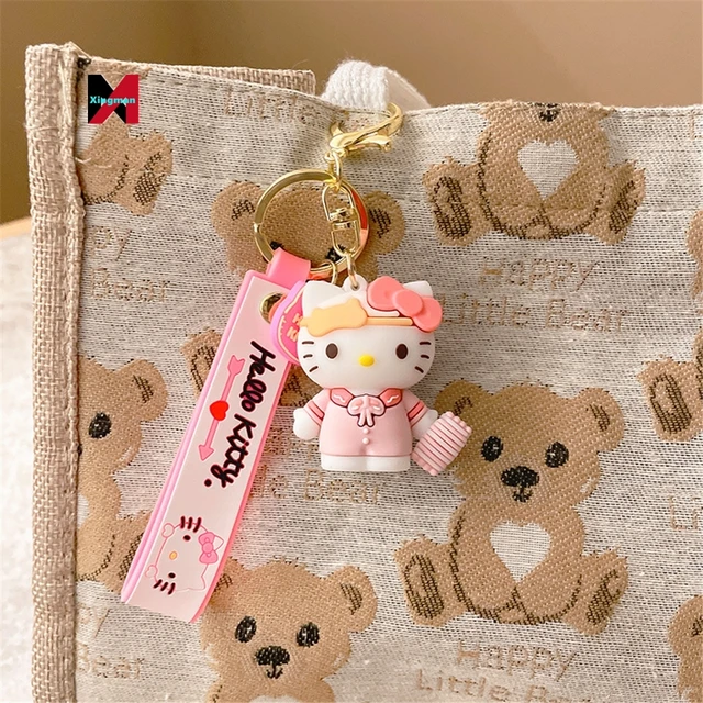 Hello Kitty Rubber Keychain with Hook, Strap and Kitty Charm