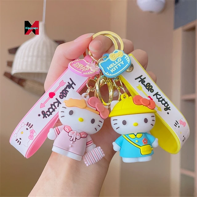 Hello Kitty Rubber Keychain with Hook, Strap and Kitty Charm