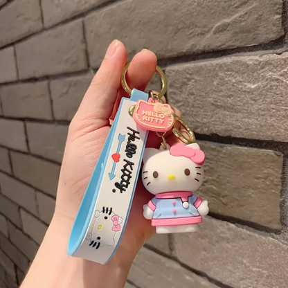 Hello Kitty Rubber Keychain with Hook, Strap and Kitty Charm