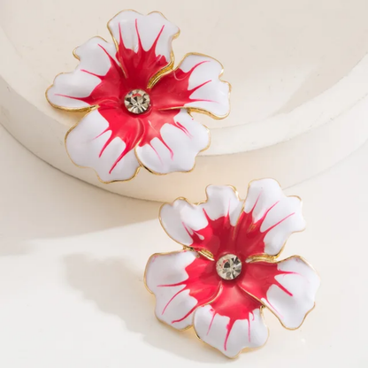 Verdant Petals Enamel Stud Earring