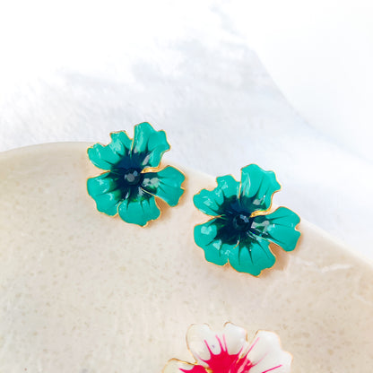 Verdant Petals Enamel Stud Earring