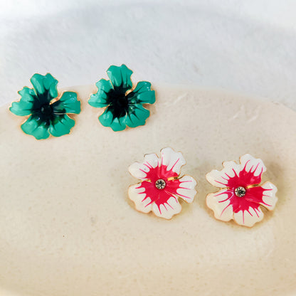 Verdant Petals Enamel Stud Earring