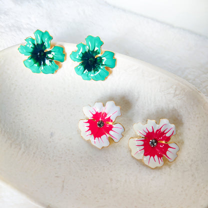 Verdant Petals Enamel Stud Earring