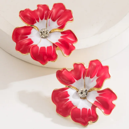 Verdant Petals Enamel Stud Earring