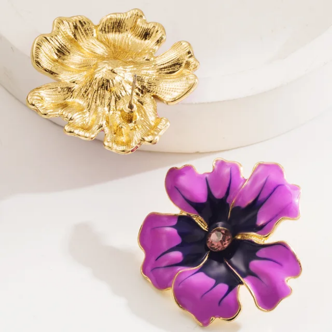 Verdant Petals Enamel Stud Earring