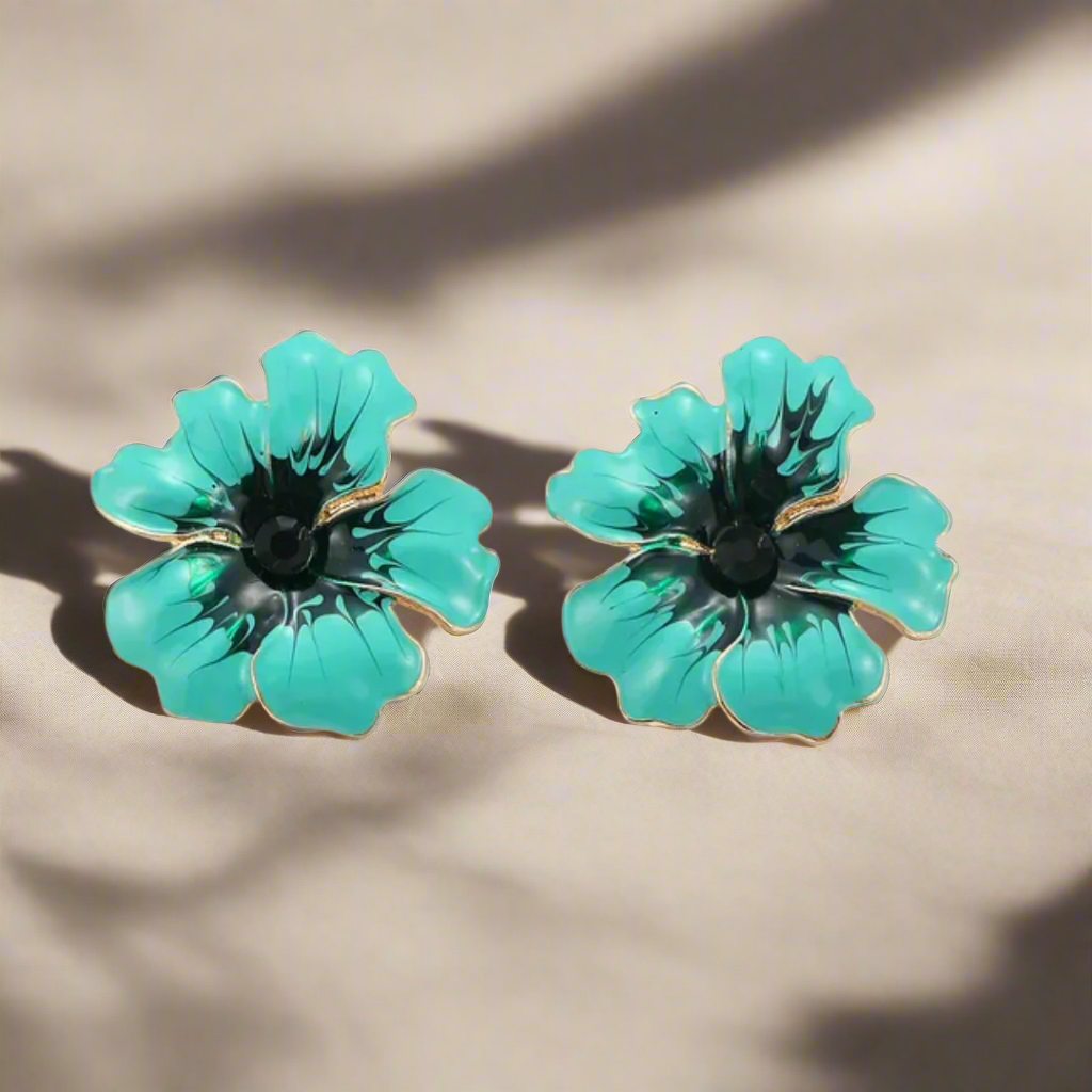 Verdant Petals Enamel Stud Earring