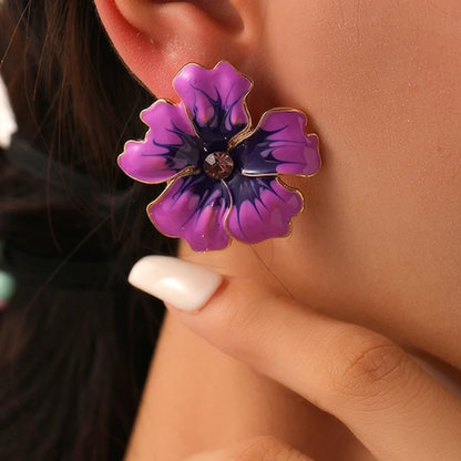 Verdant Petals Enamel Stud Earring