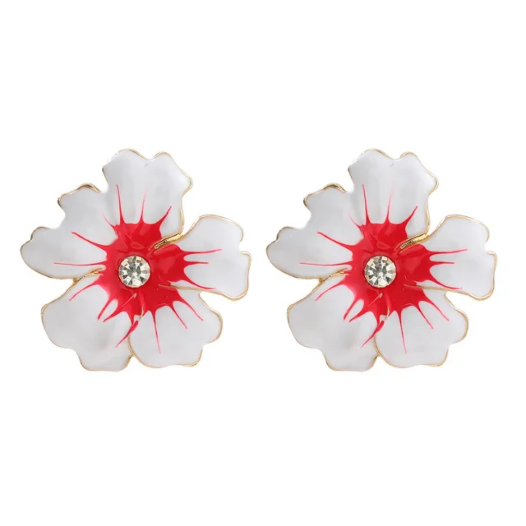 Verdant Petals Enamel Stud Earring