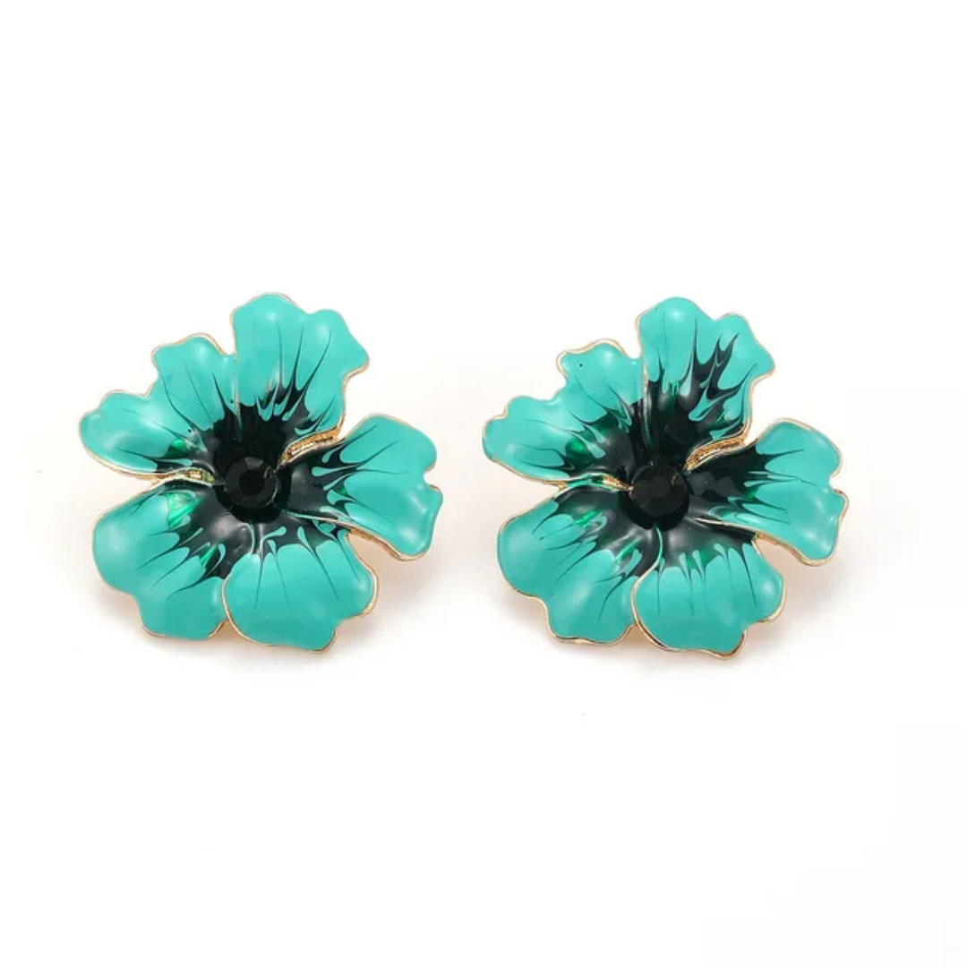 Verdant Petals Enamel Stud Earring