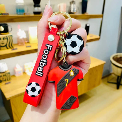 Football Players Jersey Rubber Keychain | Soccer Fan Accessory