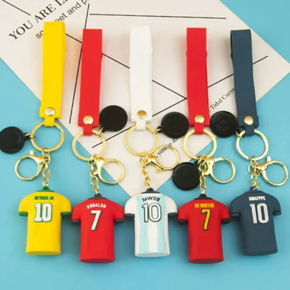 Football Players Jersey Rubber Keychain | Soccer Fan Accessory