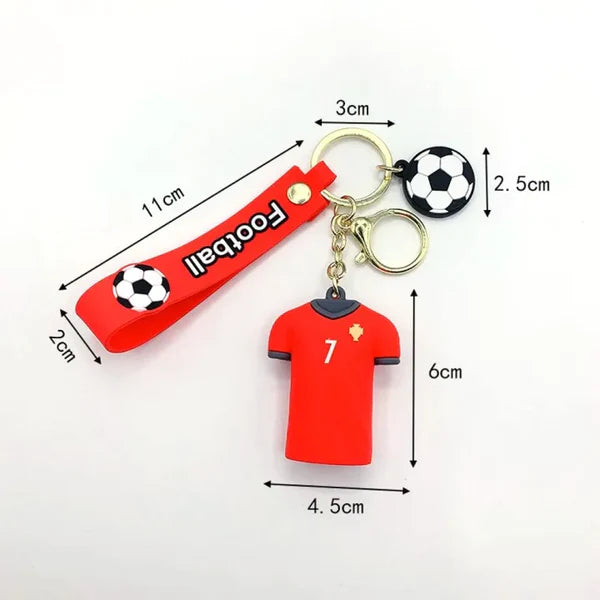 Football Players Jersey Rubber Keychain | Soccer Fan Accessory